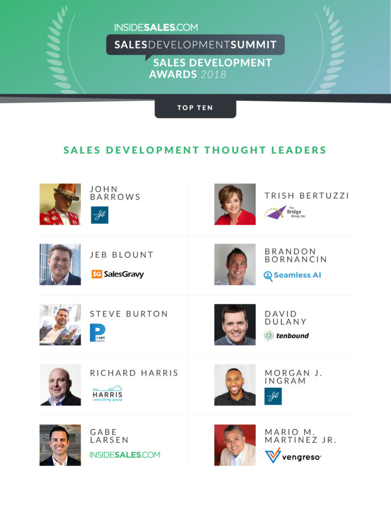 sales development awards 2018 thought leaders